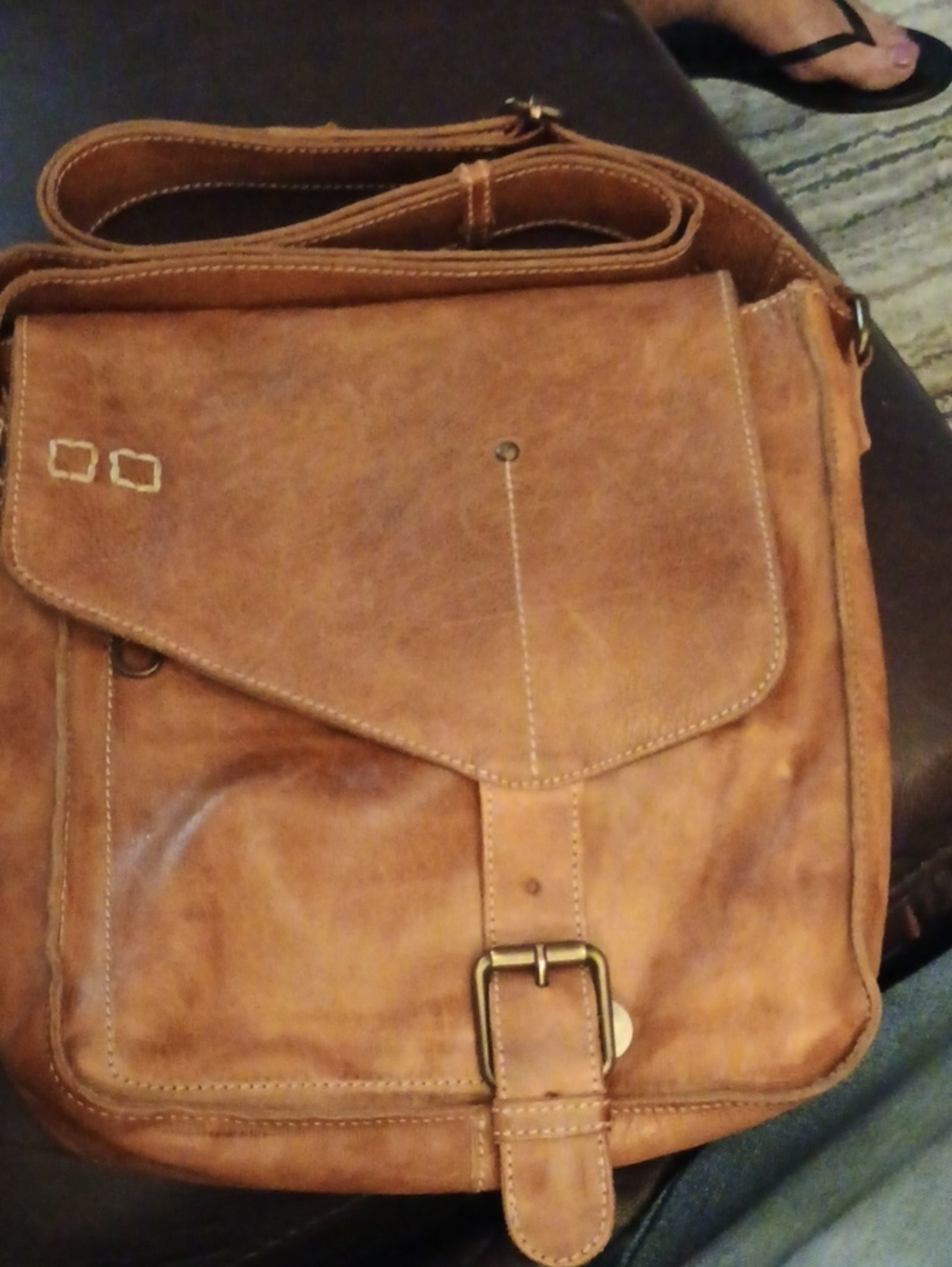 Men's Leather Messenger Bag in Brown